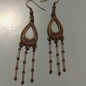 Cooper tone drop earrings